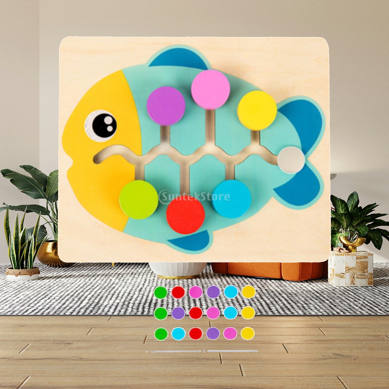 Board Game For 6 Years Old - Ahşap Renk Eşleştirme Kaydırmalı Bulmaca 3