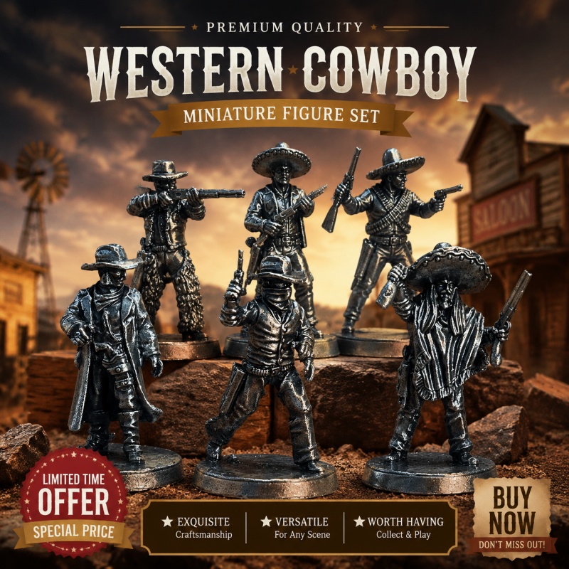 Board Game Wild Wild - Vahşi Batı Kovboy Beyaz Bakır Minyatürler